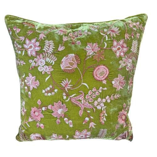 Madame Bovary Foliate Green Cushion, 20" x 20"