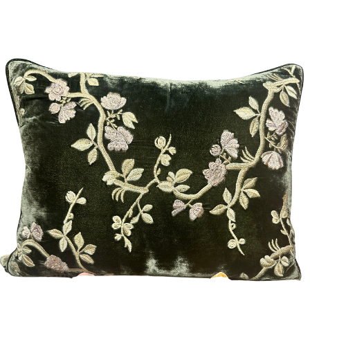 Blossom Dark Green Pillow, 12" x 16"
