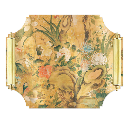 Gilded Tray w/Brass Handles