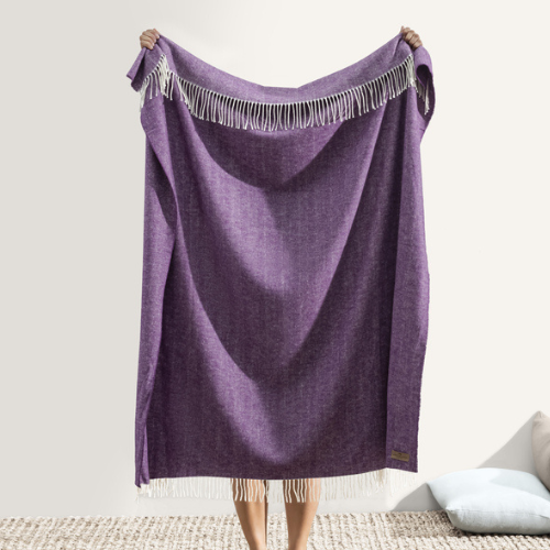 Plum Italian Herringbone Throw