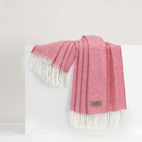 Coral Italian Herringbone Throw