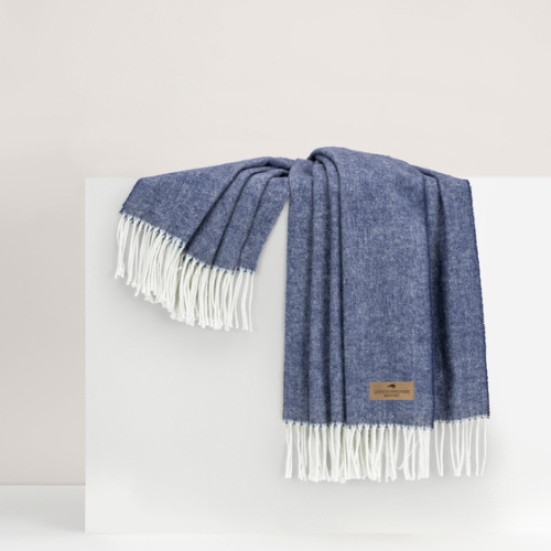 Indigo Italian Herringbone Throw