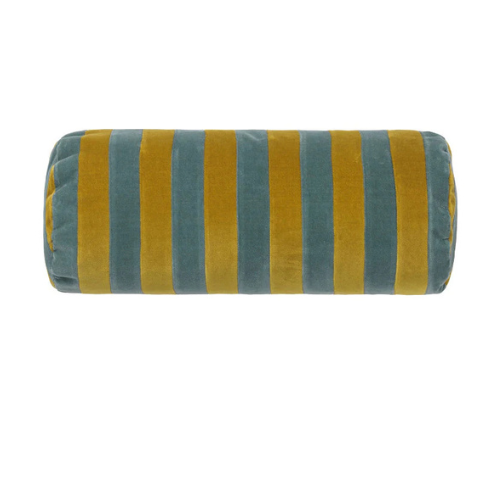 Golden Olive/Pale Blue Stripe Bolster