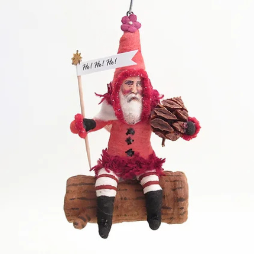 Santa on a Log Ornament