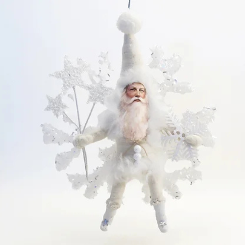 Fluffy Snowflake Santa Ornament