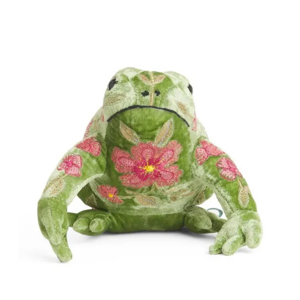 Megan Emerald Silk Velvet Embroidered Frog