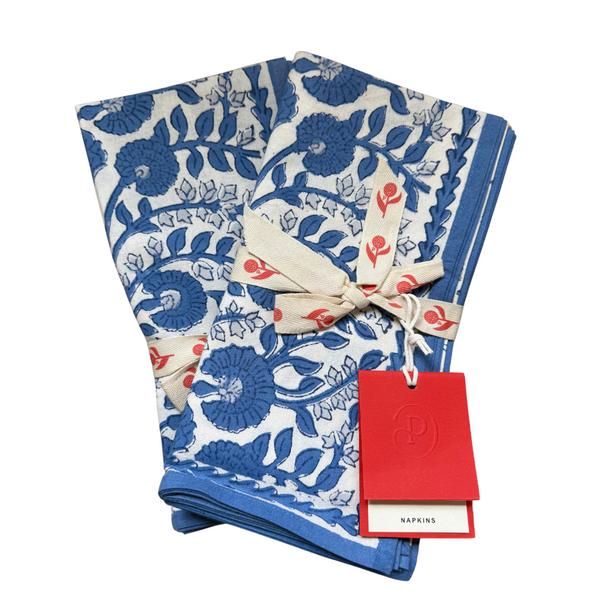 S/4 Cactus Flower Blue Napkins