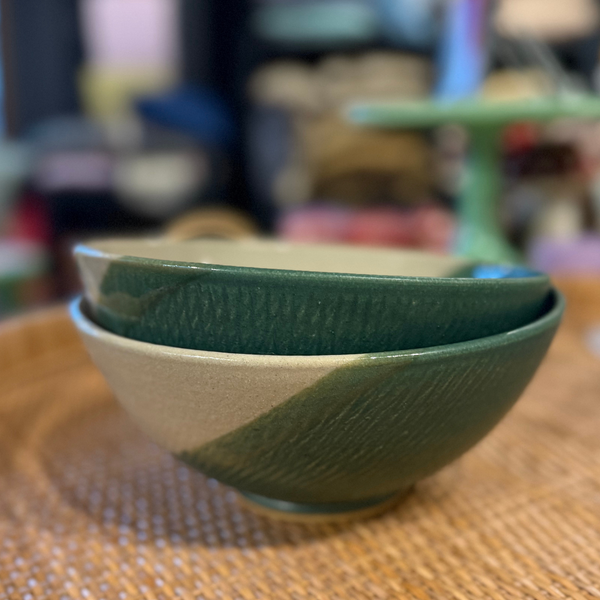 Green Striped Ramen Bowl
