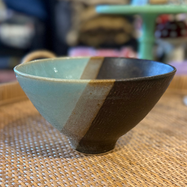 Striped Ramen Bowl Blue and Brown