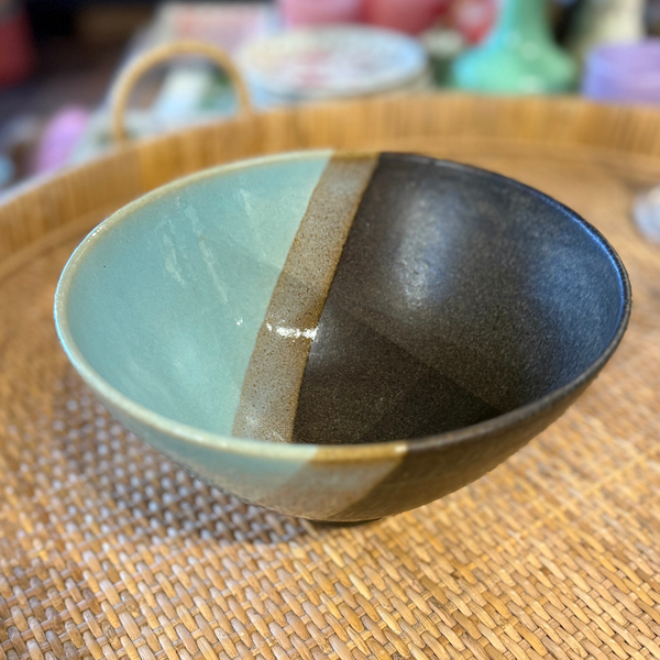 Striped Ramen Bowl Blue and Brown