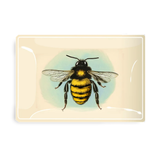 Blue Sky Golden Honeybee Decoupage Glass Tray