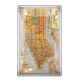 Outline & Index of New York City Map Decoupage Glass Tray
