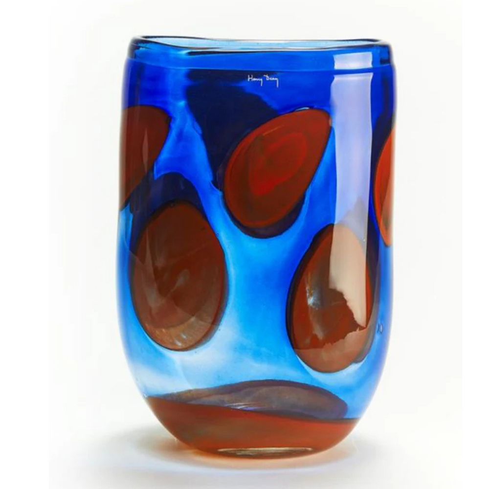 新品　henry dean Cube Henry Dean Belgium Mouthblown Glass Cube Vase In Gold Flake