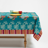 70"x138" Kandem Queen Green Tablecloth