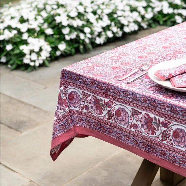 Bohemian Floral Dusty Rose Tablecloth