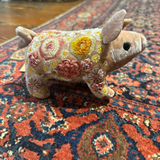 Beauty Silk Velvet Embroidered Pig in Pink Quartz