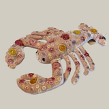 Beauty Silk Velvet Embroidered Lobster in Old Rose