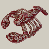Liza Silk Velvet Embroidered Lobster in Watermelon