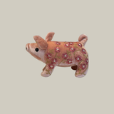 Misha Silk Velvet Embroidered Pig in Sorbet Pink