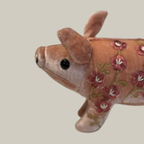 Misha Silk Velvet Embroidered Pig in Sorbet Pink