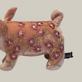 Misha Silk Velvet Embroidered Pig in Sorbet Pink