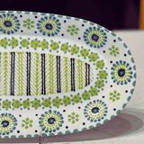 White/Green Oval Platter