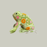Beauty Silk Velvet Embroidered Frog in Grass Green