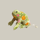Beauty Silk Velvet Embroidered Frog in Grass Green