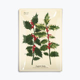 English Holly Stems Decoupage Glass Tray