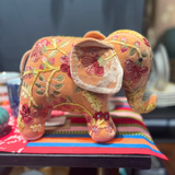 Hope Silk Velvet Embroidered Elephant in New Rose