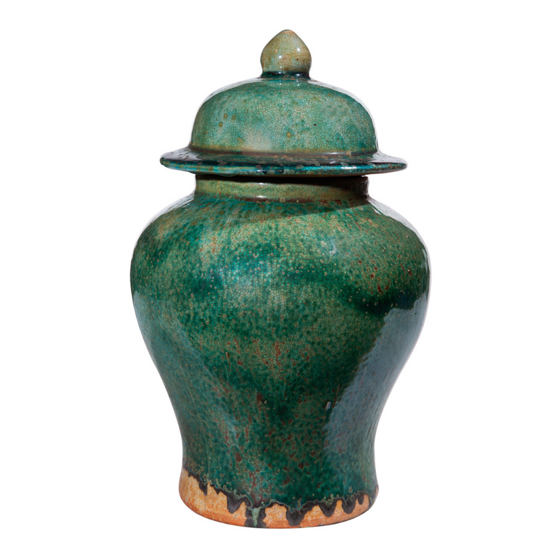 Speckled Green Temple Jar