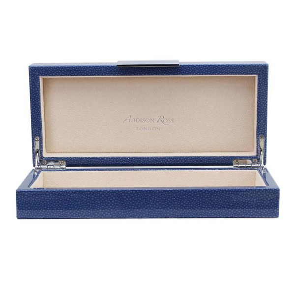 Small Blue Shagreen Silver Box