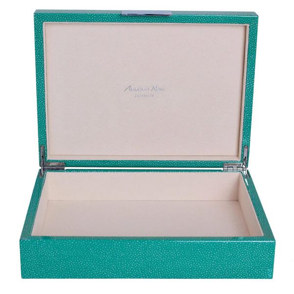 Large Green Shagreen Silver Box