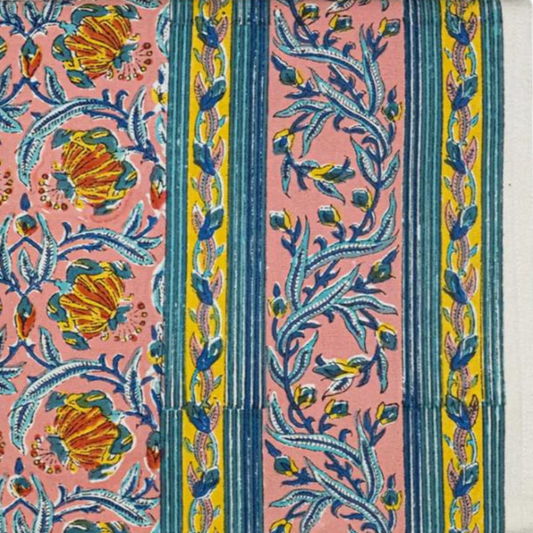 55" x 92" Rectagular Jaipur Peach Tablecloth