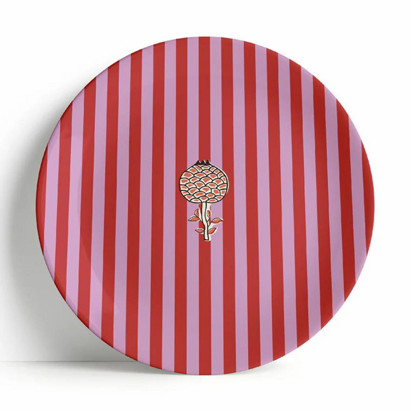Pink Stripe Dinner Plate