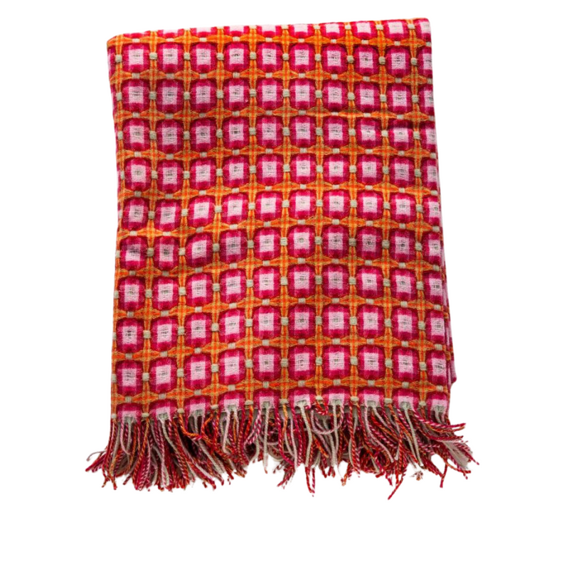 Raspberry Basketweave Throw