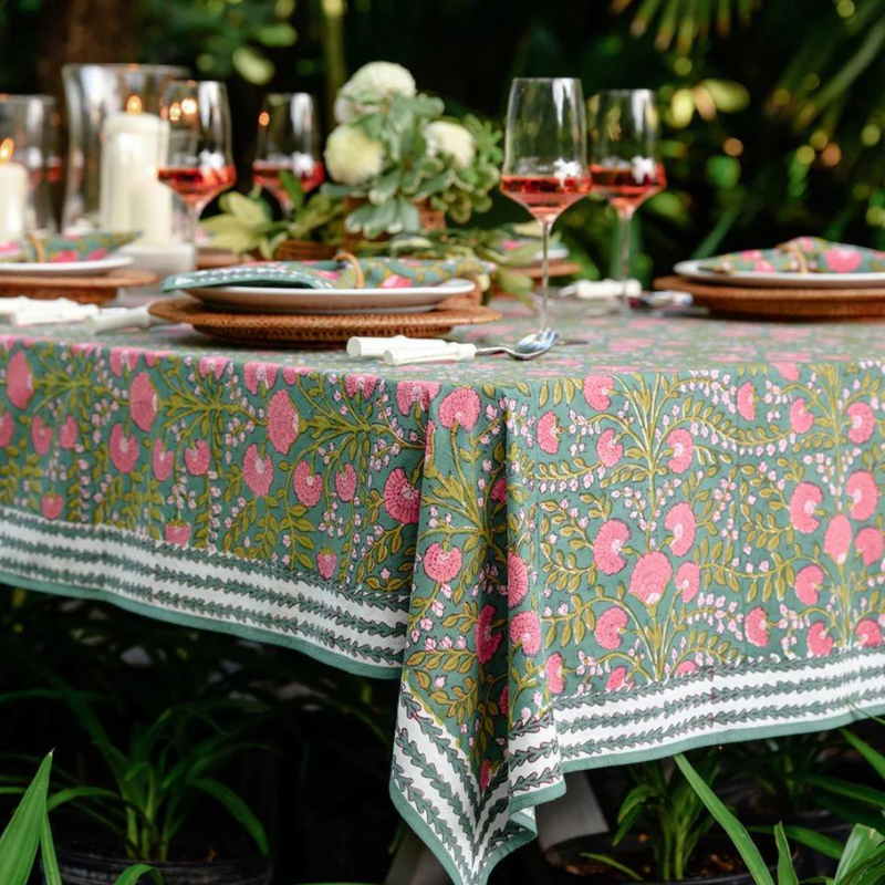 Cactus Flower Jade Tablecloth