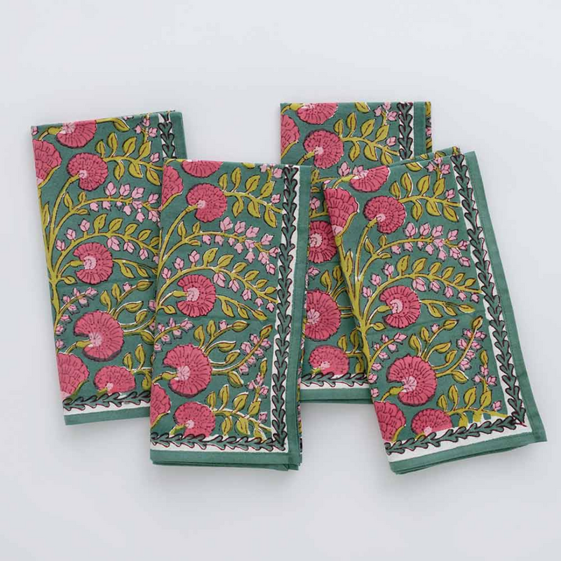 S/4 Cactus Flower Jade Napkins