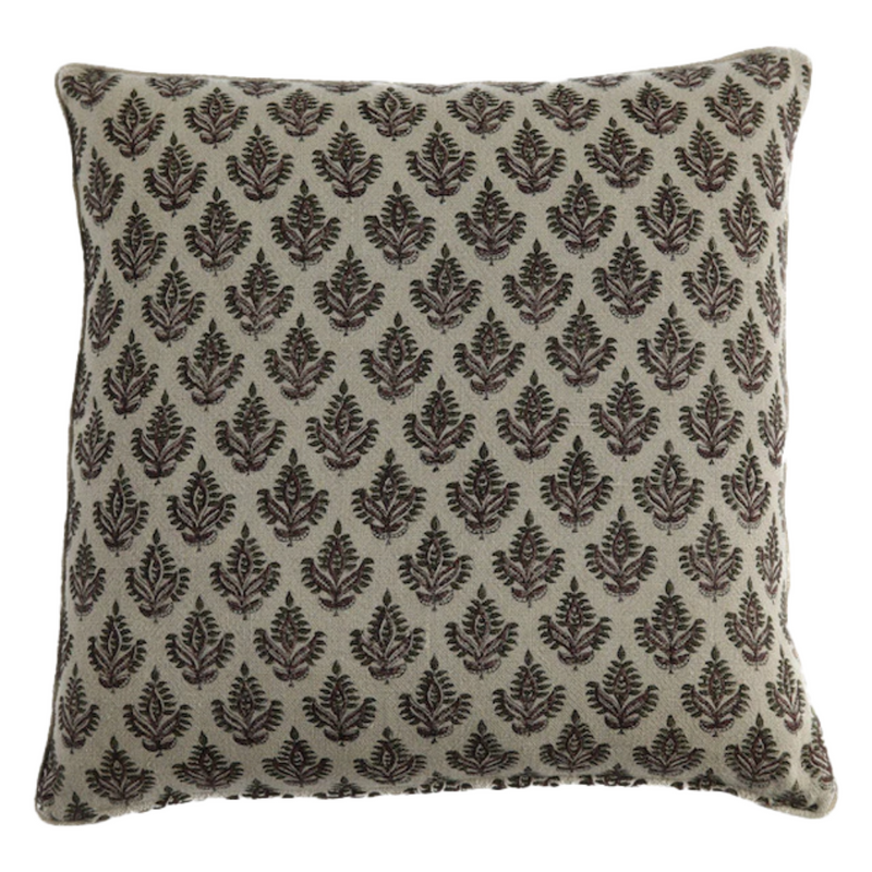 Iris Olive Pillow with Wine Backing 20" x 20"