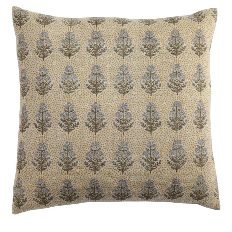 Poppy Mustard Pillow, 20" x 20"