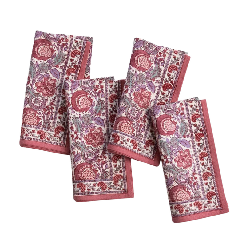 S/4 Bohemian Floral Dusty Rose Napkins