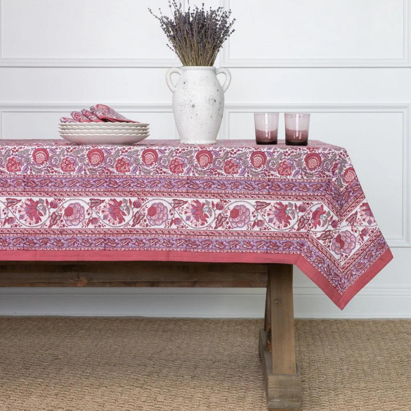 Bohemian Floral Dusty Rose Tablecloth