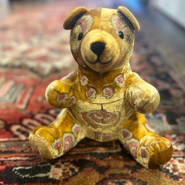 Mimosa Silk Velvet Embroidered Bear in Shaded Oro