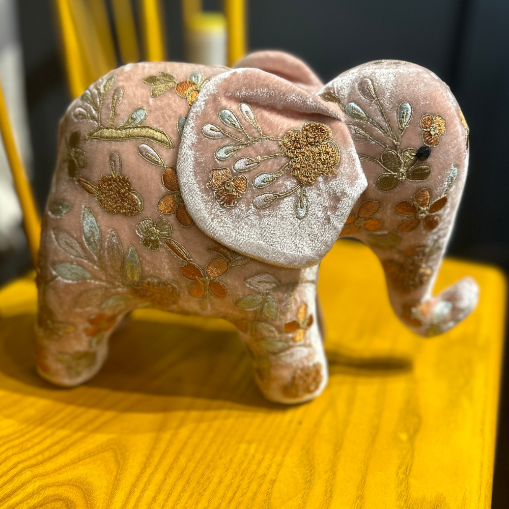 Sona Silk Velvet Embroidered Elephant in Old Rose – Stewart House