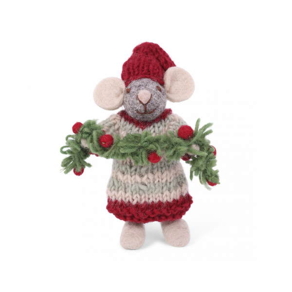 Small Grey Mouse with Garland