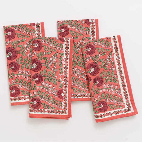 S/4 Cactus Flower Red Napkins