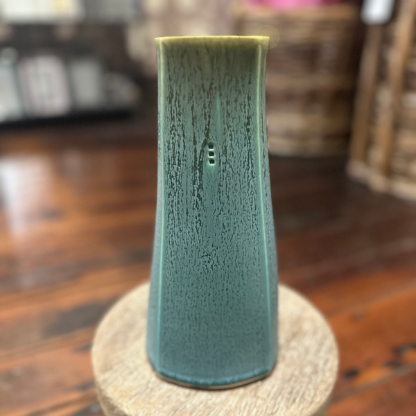 Square Turquoise Vase, 9.5"