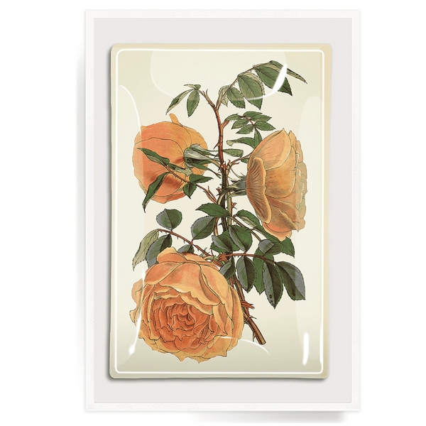 Peach Rose Blossoms Decoupage Glass Tray