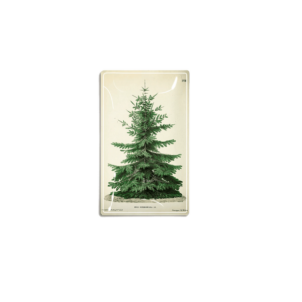 Vintage Christmas Tree Decoupage Glass Tray, Small