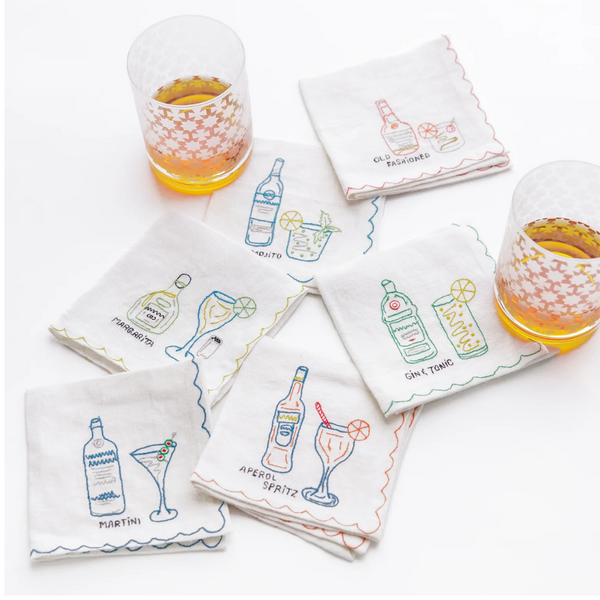 S/6 Embroidered Cocktail Napkins